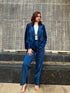 Blue Velvet Blazer Set